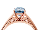 Rose gold Fancy Blue Emerald Cut Diamond Solitaire Engagement Ring with Cathedral Setting and Four-Prong Mount_28