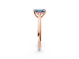 Rose gold Fancy Blue Emerald Cut Diamond Solitaire Engagement Ring with Cathedral Setting and Four-Prong Mount_32