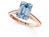 Rose gold Fancy Blue Emerald Cut Diamond Solitaire Engagement Ring with Cathedral Setting and Four-Prong Mount_79
