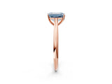 Rose gold Fancy Blue Emerald Cut Diamond Solitaire Engagement Ring with Cathedral Setting and Four-Prong Mount_80