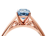 Rose gold Fancy Blue Emerald Cut Diamond Solitaire Engagement Ring with Cathedral Setting and Four-Prong Mount_82