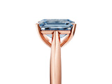 Rose gold Fancy Blue Emerald Cut Diamond Solitaire Engagement Ring with Cathedral Setting and Four-Prong Mount_83