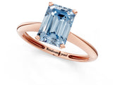 Rose gold Fancy Blue Emerald Cut Diamond Solitaire Engagement Ring with Classic Band and Four-Prong Setting_13
