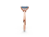 Rose gold Fancy Blue Emerald Cut Diamond Solitaire Engagement Ring with Classic Band and Four-Prong Setting_14