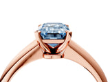 Rose gold Fancy Blue Emerald Cut Diamond Solitaire Engagement Ring with Classic Band and Four-Prong Setting_16