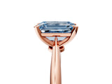 Rose gold Fancy Blue Emerald Cut Diamond Solitaire Engagement Ring with Classic Band and Four-Prong Setting_17