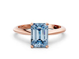 Rose gold Fancy Blue Emerald Cut Diamond Solitaire Engagement Ring with Classic Band and Four-Prong Setting_36