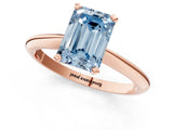 Rose gold Fancy Blue Emerald Cut Diamond Solitaire Engagement Ring with Classic Band and Four-Prong Setting_37