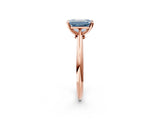 Rose gold Fancy Blue Emerald Cut Diamond Solitaire Engagement Ring with Classic Band and Four-Prong Setting_38