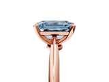 Rose gold Fancy Blue Emerald Cut Diamond Solitaire Engagement Ring with Classic Band and Four-Prong Setting_41
