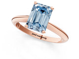 Rose gold Fancy Blue Emerald Cut Diamond Solitaire Engagement Ring with Classic Band and Four-Prong Setting_89