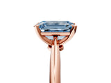 Rose gold Fancy Blue Emerald Cut Diamond Solitaire Engagement Ring with Classic Band and Four-Prong Setting_93