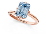 Rose gold Fancy Blue Emerald Cut Diamond Solitaire Engagement Ring with Four-Prong Setting and Classic Band_21