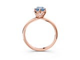 Rose gold Fancy Blue Emerald Cut Diamond Solitaire Engagement Ring with Four-Prong Setting and Classic Band_23