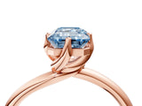 Rose gold Fancy Blue Emerald Cut Diamond Solitaire Engagement Ring with Four-Prong Setting and Classic Band_24