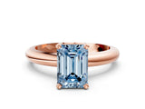 Rose gold Fancy Blue Emerald Cut Diamond Solitaire Engagement Ring with Round Band and Four-Prong Setting_138