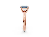 Rose gold Fancy Blue Emerald Cut Diamond Solitaire Engagement Ring with Round Band and Four-Prong Setting_140