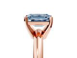 Rose gold Fancy Blue Emerald Cut Diamond Solitaire Engagement Ring with Round Band and Four-Prong Setting_143