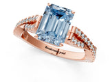 Rose gold Fancy Blue Emerald Cut Diamond Solitaire Engagement Ring with Twisted Pavé Band and Four-Prong Setting_45