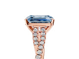 Rose gold Fancy Blue Emerald Cut Diamond Solitaire Engagement Ring with Twisted Pavé Band and Four-Prong Setting_49