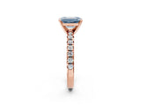 Rose gold Fancy Blue Emerald Cut Diamond Solitaire Pavé Engagement Ring with Round Band and Prong Setting_46
