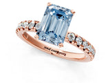 Rose gold Fancy Blue Emerald Cut Diamond Solitaire Pavé Engagement Ring with Round Band and Prong Setting_63