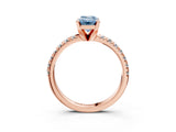 Rose gold Fancy Blue Emerald Cut Diamond Solitaire Pavé Engagement Ring with Round Band and Prong Setting_65