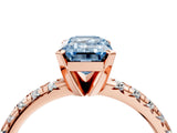 Rose gold Fancy Blue Emerald Cut Diamond Solitaire Pavé Engagement Ring with Round Band and Prong Setting_66