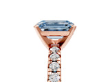 Rose gold Fancy Blue Emerald Cut Diamond Solitaire Pavé Engagement Ring with Round Band and Prong Setting_67