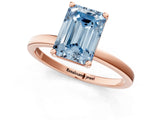 Rose gold Fancy Blue Emerald Cut Diamond Solitaire Ring with Classic Band and Four-Prong Setting_1