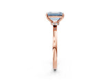 Rose gold Fancy Blue Emerald Cut Diamond Solitaire Ring with Classic Band and Four-Prong Setting_2
