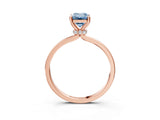 Rose gold Fancy Blue Emerald Cut Diamond Solitaire Ring with Classic Band and Four-Prong Setting_3