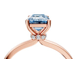 Rose gold Fancy Blue Emerald Cut Diamond Solitaire Ring with Classic Band and Four-Prong Setting_4
