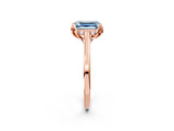 Rose gold Fancy Blue Emerald Cut Diamond Solitaire Ring with Flower Prong Setting and Classic Band_14