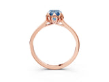 Rose gold Fancy Blue Emerald Cut Diamond Solitaire Ring with Flower Prong Setting and Classic Band_15