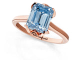 Rose gold Fancy Blue Emerald Cut Diamond Solitaire Ring with Flower Prong Setting and Classic Band_37