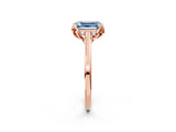 Rose gold Fancy Blue Emerald Cut Diamond Solitaire Ring with Flower Prong Setting and Classic Band_38