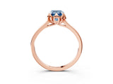 Rose gold Fancy Blue Emerald Cut Diamond Solitaire Ring with Flower Prong Setting and Classic Band_39