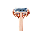 Rose gold Fancy Blue Emerald Cut Diamond Solitaire Ring with Flower Prong Setting and Classic Band_41