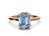 Rose gold Fancy Blue Emerald Cut Diamond Solitaire Ring with Flower Prong Setting and Classic Band_64