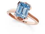 Rose gold Fancy Blue Emerald Cut Diamond Solitaire Ring with Flower Prong Setting and Classic Band_65