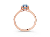 Rose gold Fancy Blue Emerald Cut Diamond Solitaire Ring with Flower Prong Setting and Classic Band_67