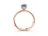 Rose gold Fancy Blue Emerald Cut Diamond Solitaire Ring with Four-Prong Setting and Pavé Band_6
