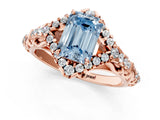 Rose gold Fancy Blue Emerald Cut Diamond Solitaire Ring with Hidden Halo and Pavé Band_28