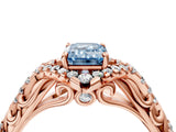 Rose gold Fancy Blue Emerald Cut Diamond Solitaire Ring with Hidden Halo and Pavé Band_31