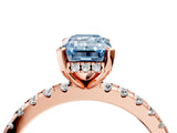 Rose gold Fancy Blue Emerald Cut Diamond Solitaire Ring with Pavé Band and Four-Prong Setting_107