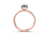 Rose gold Fancy Blue Emerald Cut Diamond Solitaire Ring with Pavé Band and Hidden Halo_23