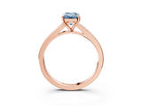Rose gold Fancy Blue Emerald Cut Diamond Solitaire Ring with Pavé Band and Prong Setting_15