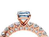 Rose gold Fancy Blue Emerald Cut Diamond Solitaire Ring with Shared Prong Pavé Band and Four-Prong Setting_61