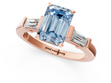 Rose gold Fancy Blue Emerald  Cut Diamond Solitaire Ring with Tapered Baguette Accents and Four-Prong Setting_65